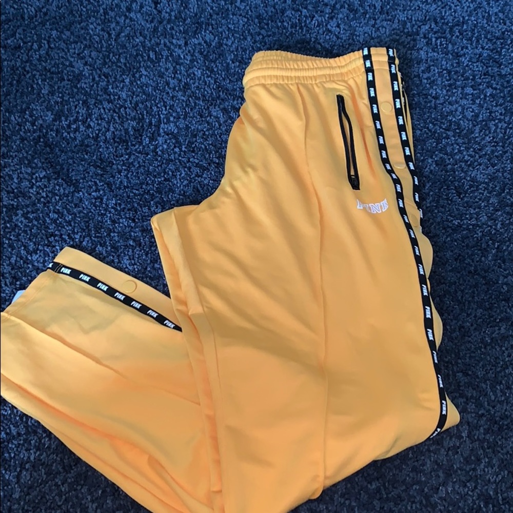 Pink yellow button down pants